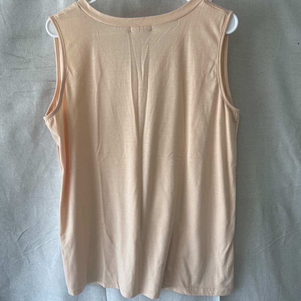 Light pink and cream Sleeveless casual Tank Top - Picture 3 of 5